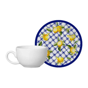 Jogo 6 Xícaras de Café com Pires Cerâmica Limone 85ml Alleanza