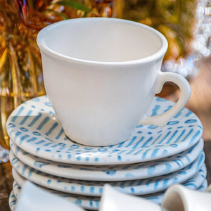 Jogo 6 Xícaras de Café com Pires Cerâmica Nassau 100ml Scalla