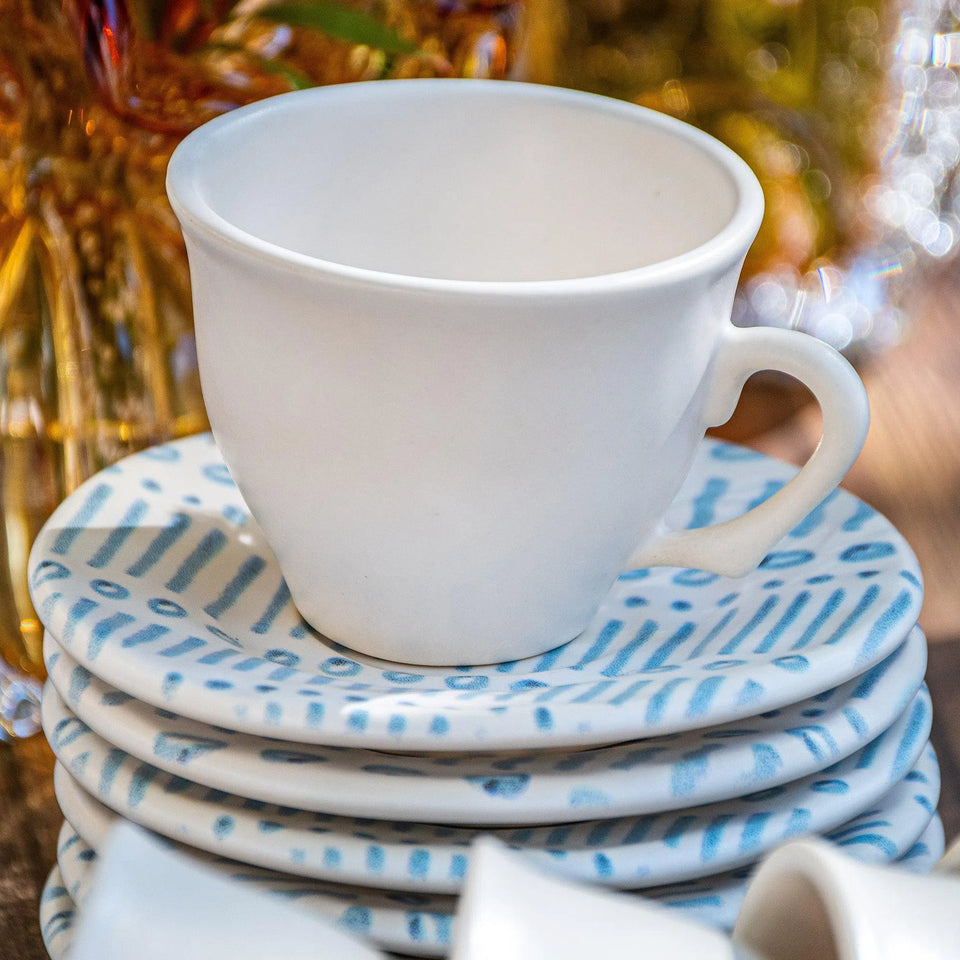 Jogo 6 Xícaras de Café com Pires Cerâmica Nassau 100ml Scalla