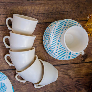 Jogo 6 Xícaras de Café com Pires Cerâmica Nassau 100ml Scalla