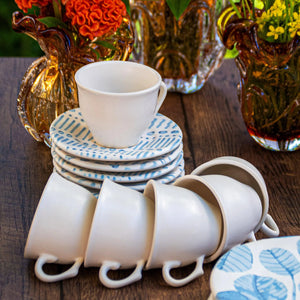 Jogo 6 Xícaras de Café com Pires Cerâmica Nassau 100ml Scalla