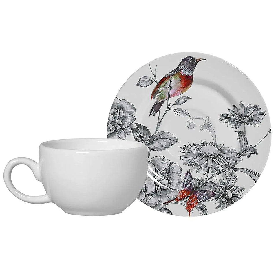 Jogo 6 Xícaras de Café com Pires Cerâmica Volare 80ml Alleanza