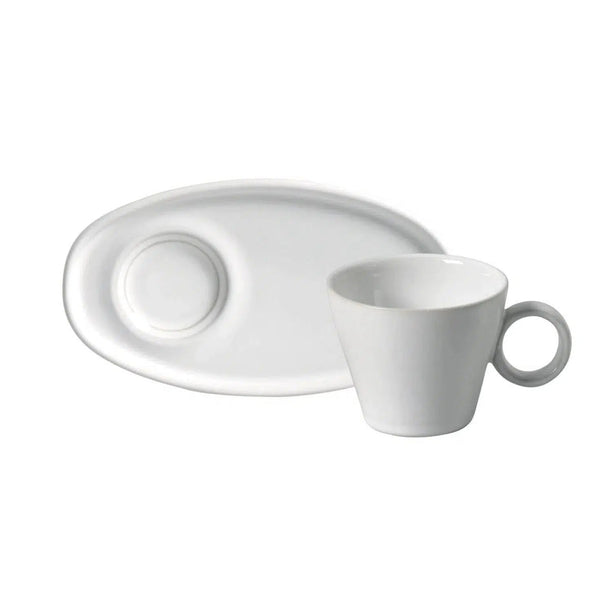 Jogo 6 Xícaras de Café com Pires Ovais Neo Stoneware New White 110ml Porto Brasil