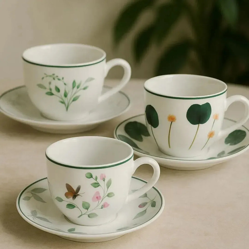 Jogo Xícaras De Café Com Pires Porcelana Natureza Viva 80Ml L