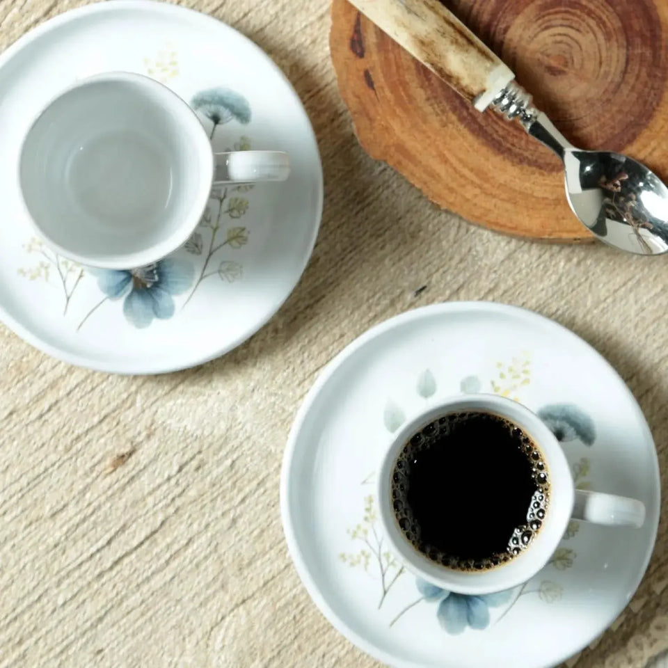 Jogo 6 Xícaras de Café com Pires Stoneware Bio Bella 120ml Porto Brasil