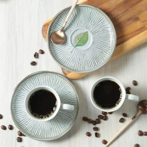 Jogo 6 Xícaras de Café com Pires Stoneware Bio Evergreen 120ml Porto Brasil