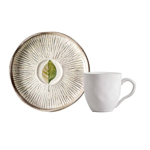 Jogo 6 Xícaras de Café com Pires Stoneware Bio Evergreen 120ml Porto Brasil