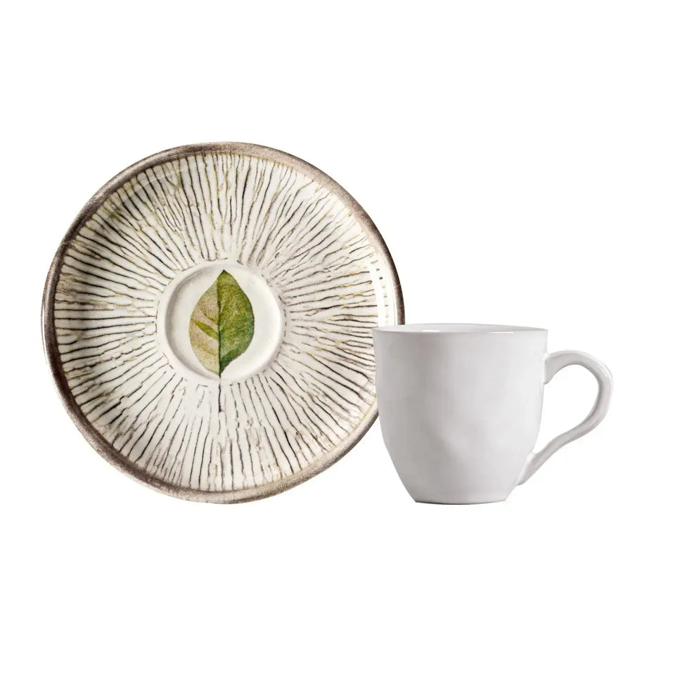 Jogo 6 Xícaras de Café com Pires Stoneware Bio Evergreen 120ml Porto Brasil