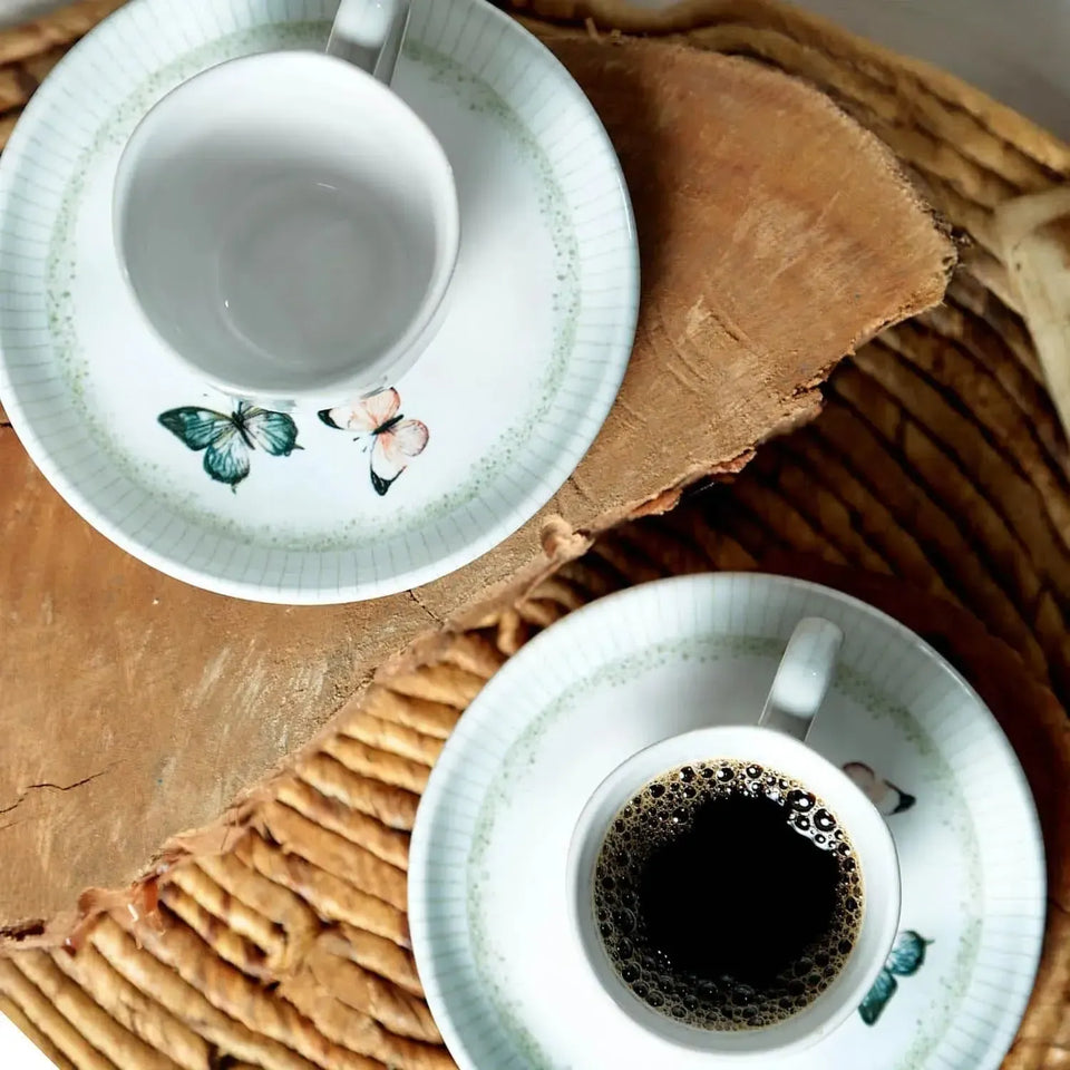 Jogo 6 Xícaras de Café com Pires Stoneware Bio Refúgio 120ml Porto Brasil