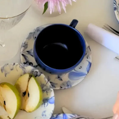 Jogo 6 Xícaras de Chá com Pires Cerâmica Frutela 250ml Alleanza