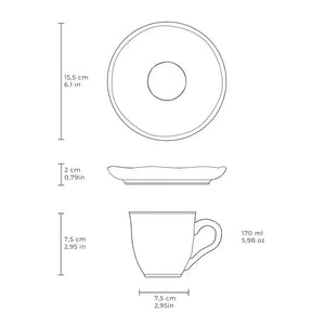 Jogo 6 Xícaras de Chá Stoneware Bio Pistache 170ml Porto Brasil