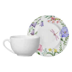 Jogo 6 Xicaras de Chá com Pires Cerâmica Faiança Lelis 250ml Alleanza