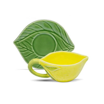 Jogo 6 Xícaras de Chá com Pires Cerâmica Limão 250ml Scalla