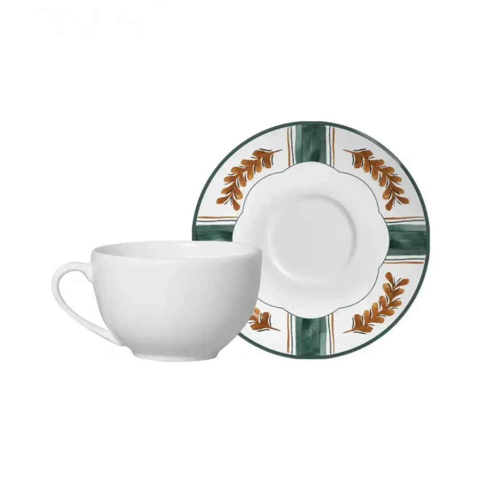 Jogo 6 Xícaras de Chá com Pires Coup Cerâmica Faiança Braciera 250ml Alleanza