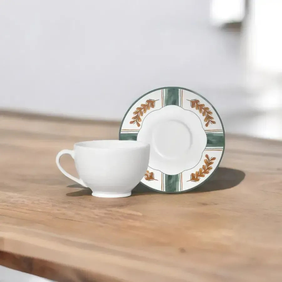 Jogo 6 Xícaras de Chá com Pires Coup Cerâmica Faiança Braciera 250ml Alleanza