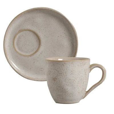Jogo 6 Xícaras de Chá com Pires Descentralizado Stoneware Bio Latte 170ml Porto Brasil