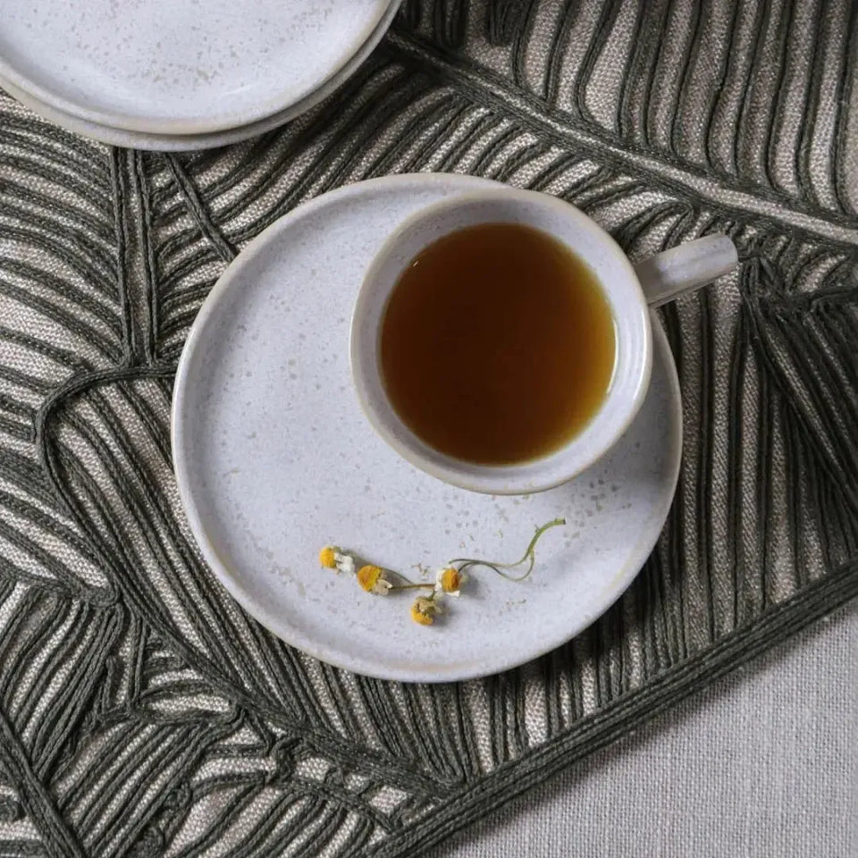 Jogo 6 Xícaras de Chá com Pires Descentralizado Stoneware Bio Latte 170ml Porto Brasil