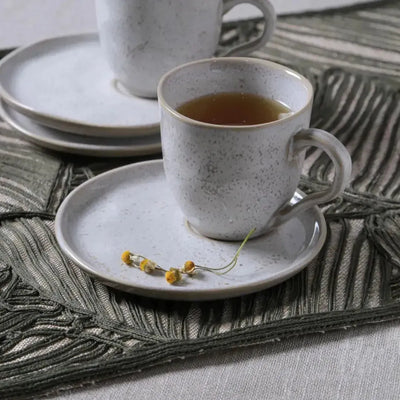 Jogo 6 Xícaras de Chá com Pires Descentralizado Stoneware Bio Latte 170ml Porto Brasil