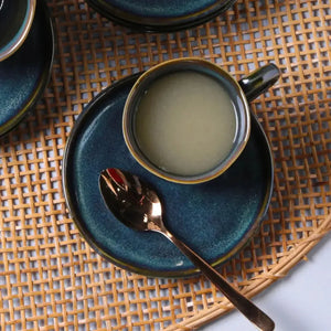 Jogo 6 Xícaras de Chá com Pires Descentralizado Stoneware Bio Oceano 170ml Porto Brasil