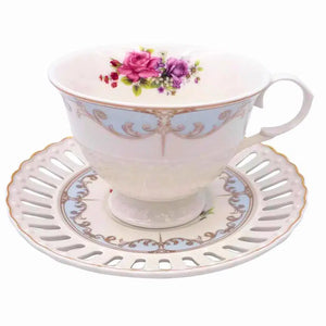Jogo 6 Xícaras de Chá com Pires New Bone China Mon Cheri 220ml L'Hermitage