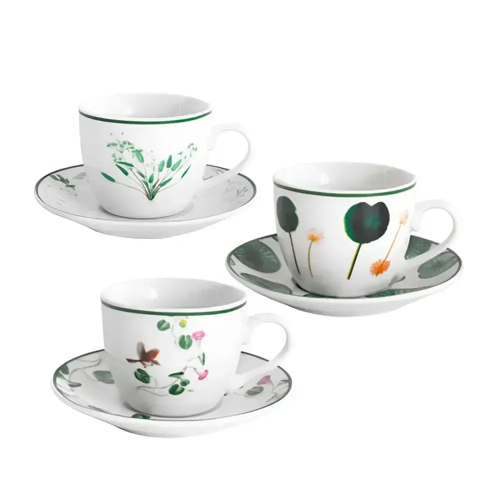 Jogo 6 Xícaras De Chá Com Pires Porcelana Natureza Viva 220Ml L