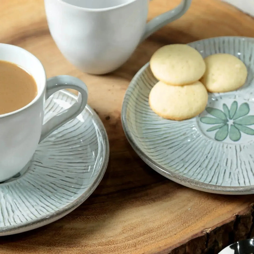 Jogo 6 Xícaras de Chá com Pires Stoneware Bio Evergreen 210ml Porto Brasil