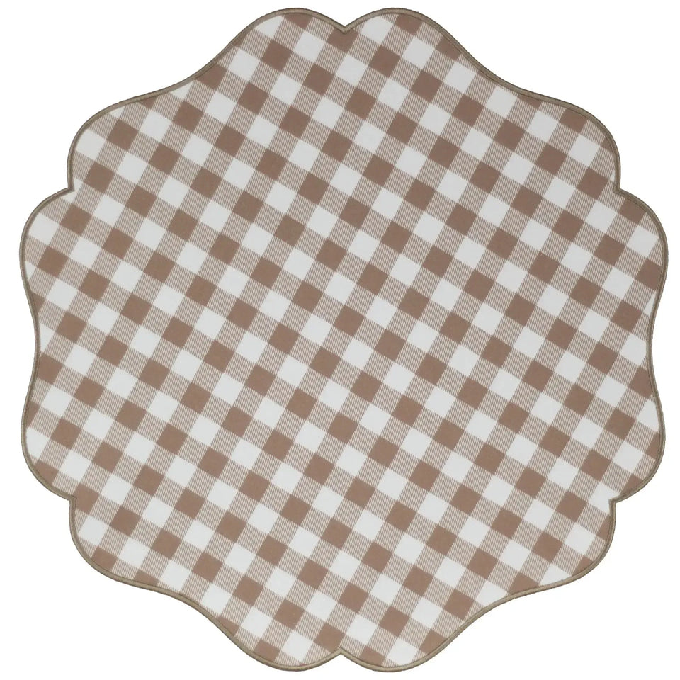 Jogo Americano 100% Algodão 42cm Xadrez Bege