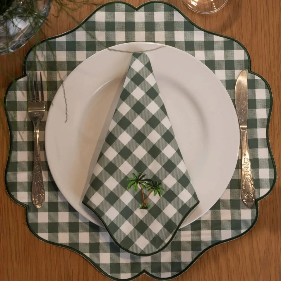 Jogo Americano 100% Algodão 42cm Xadrez Verde