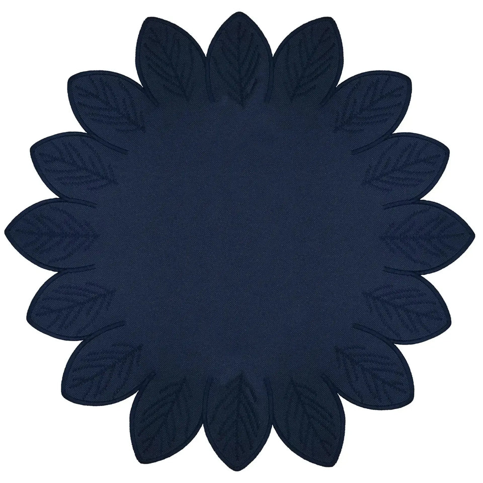 Jogo Americano Nylon Borda Folha Marinho