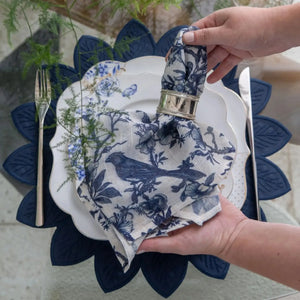 Jogo Americano Nylon Borda Folha Marinho