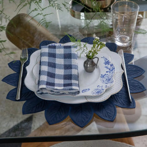 Jogo Americano Nylon Borda Folha Marinho