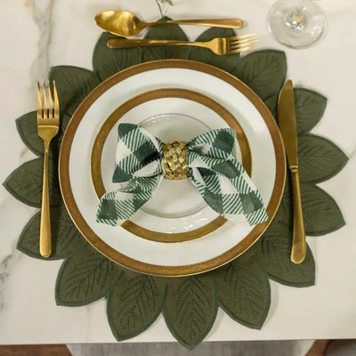 Jogo Americano Nylon Borda Folha Verde