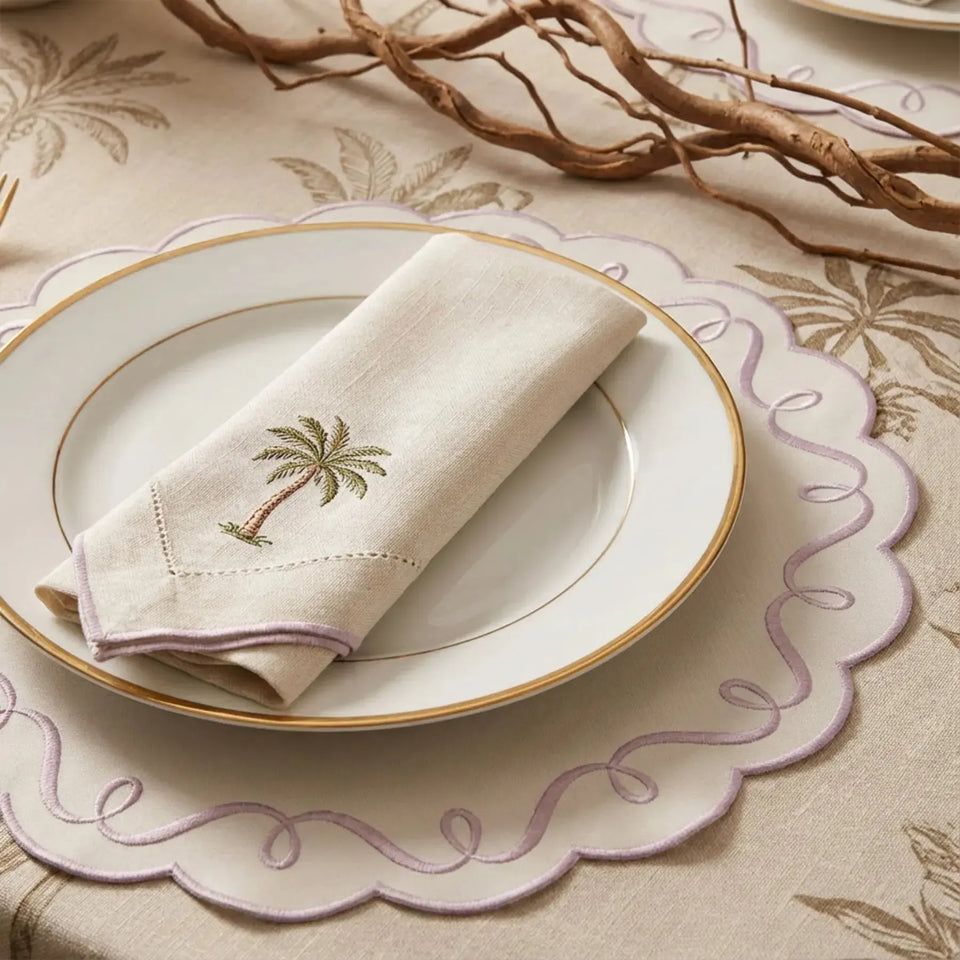 Jogo Americano Nylon Off White Borda Lavanda