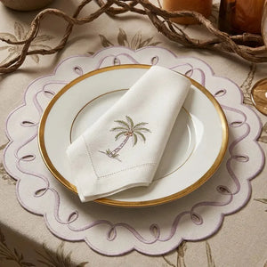 Jogo Americano Nylon Off White Borda Lavanda