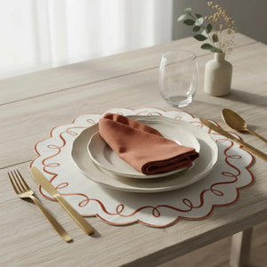 Jogo Americano Nylon Off White Borda Ocre