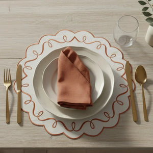 Jogo Americano Nylon Off White Borda Ocre