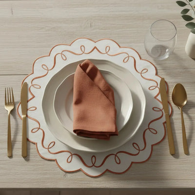 Jogo Americano Nylon Off White Borda Ocre