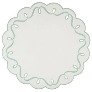 Jogo Americano Nylon Off White Borda Verde Claro