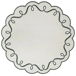 Jogo Americano Nylon Off White Borda Verde Escuro