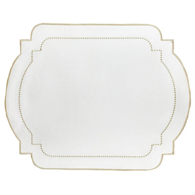 Jogo Americano Nylon Off White Bordado Castanho