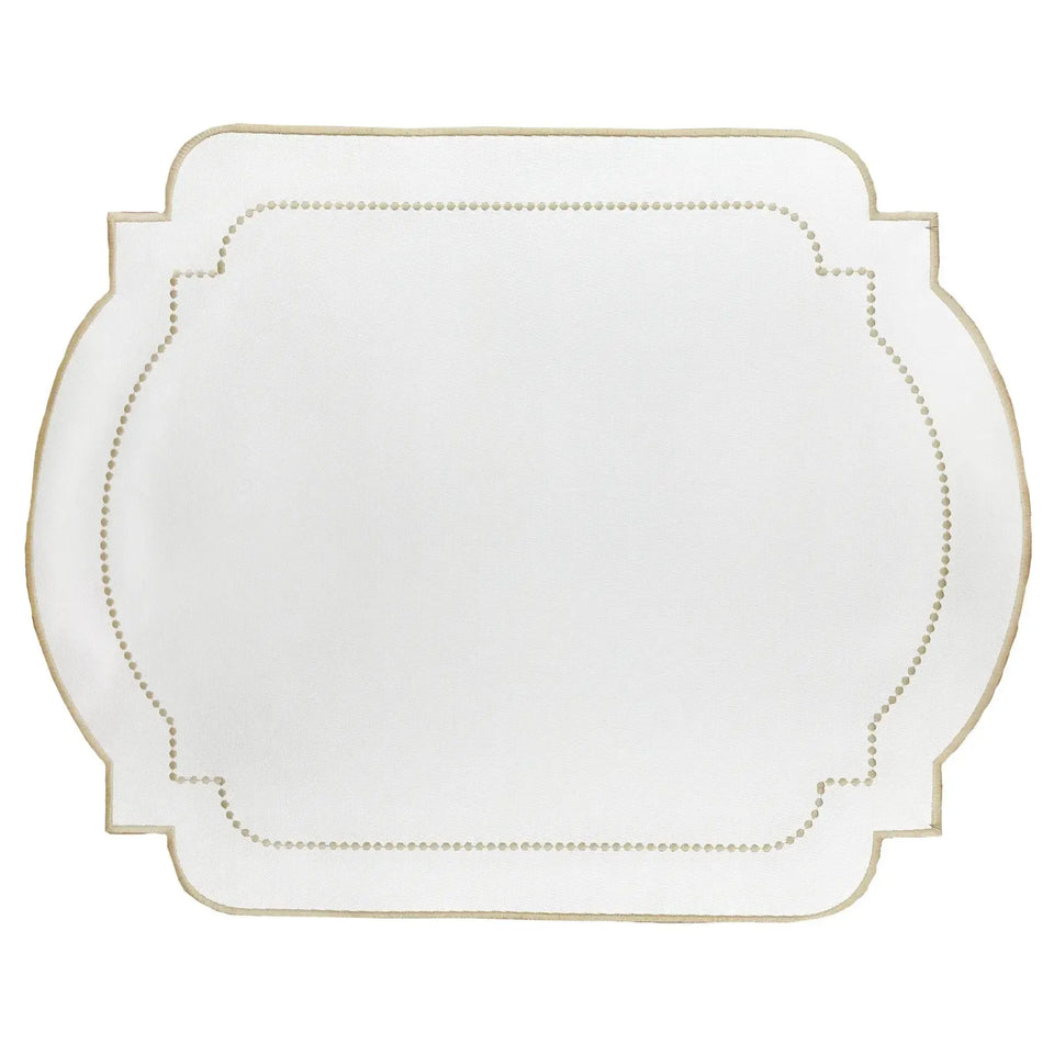 Jogo Americano Nylon Off White Bordado Castanho