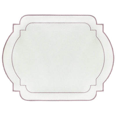 Jogo Americano Nylon Off White Bordado Lavanda