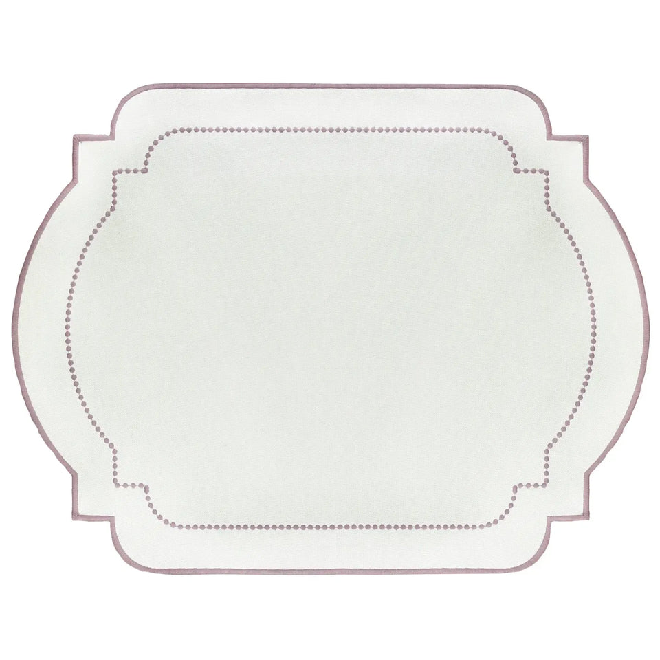 Jogo Americano Nylon Off White Bordado Lavanda