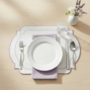 Jogo Americano Nylon Off White Bordado Lavanda