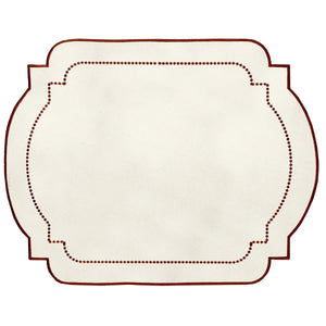 Jogo Americano Nylon Off White Bordado Ocre