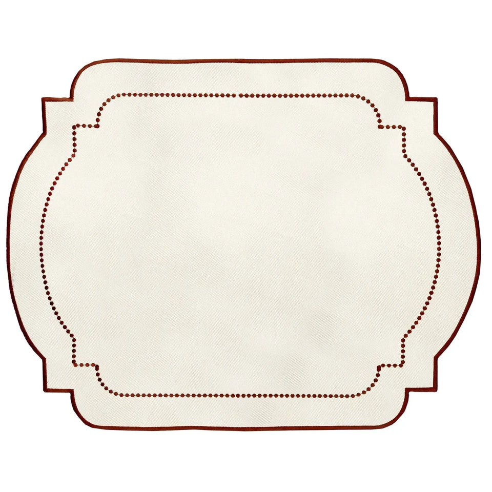 Jogo Americano Nylon Off White Bordado Ocre