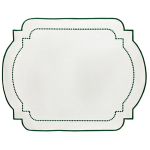 Jogo Americano Nylon Off White Bordado Verde Escuro