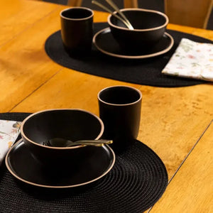 Jogo Americano Oval Luna Preto 33x48cm