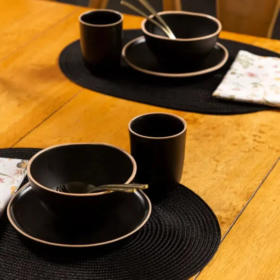 Jogo Americano Oval Luna Preto 33x48cm