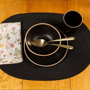 Jogo Americano Oval Luna Preto 33x48cm